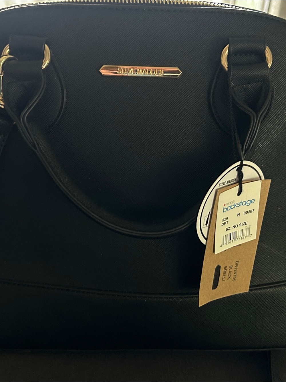 Steve Madden Black Dome Satchel with Gold Hardware
